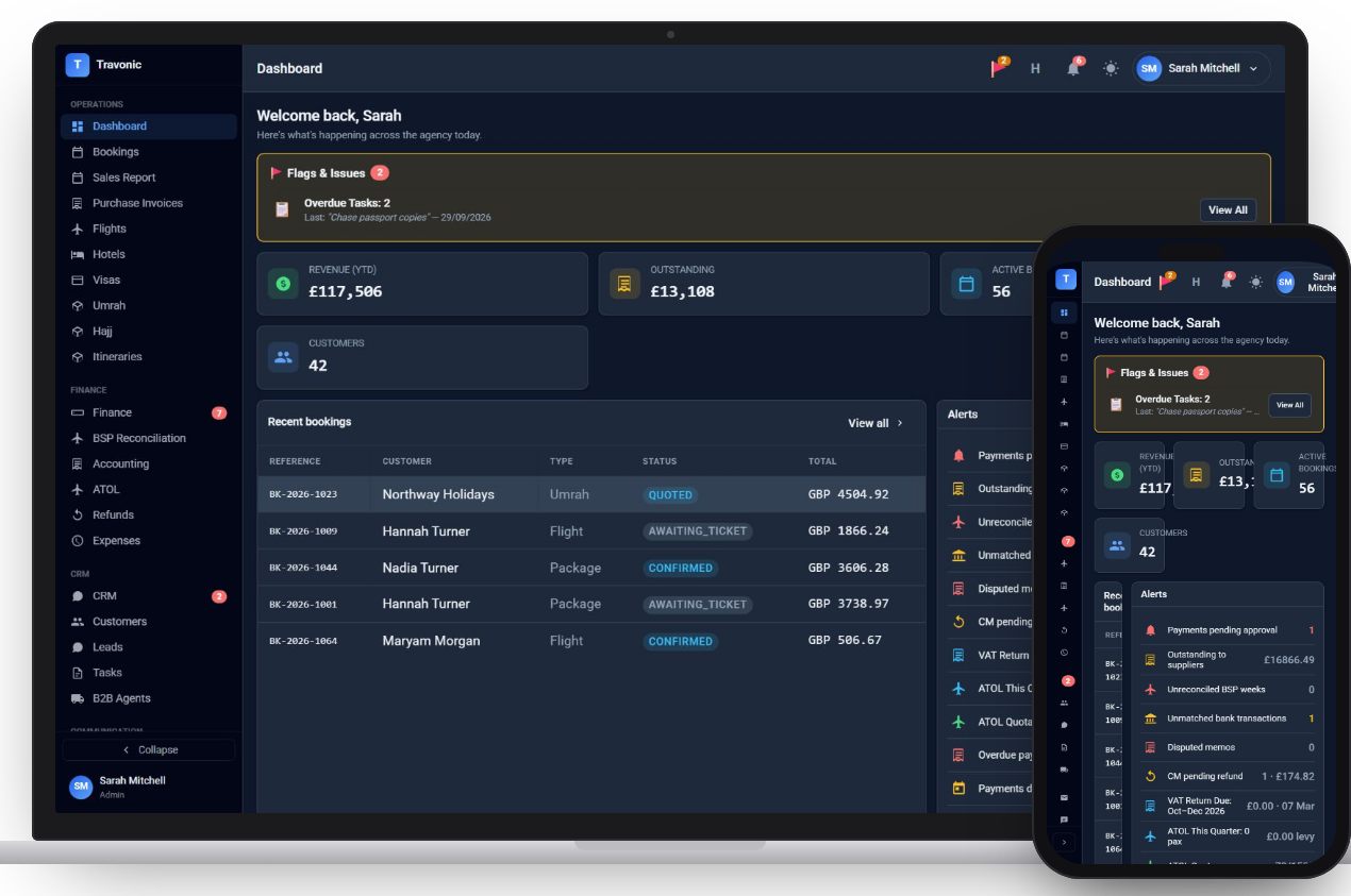 The Travonic dashboard